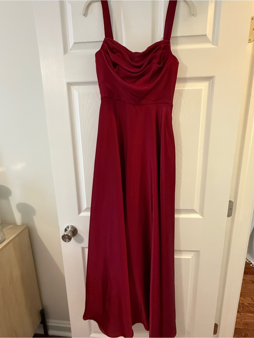 Azazie Shaude Burgundy Cowl Neck Evening Dress A0